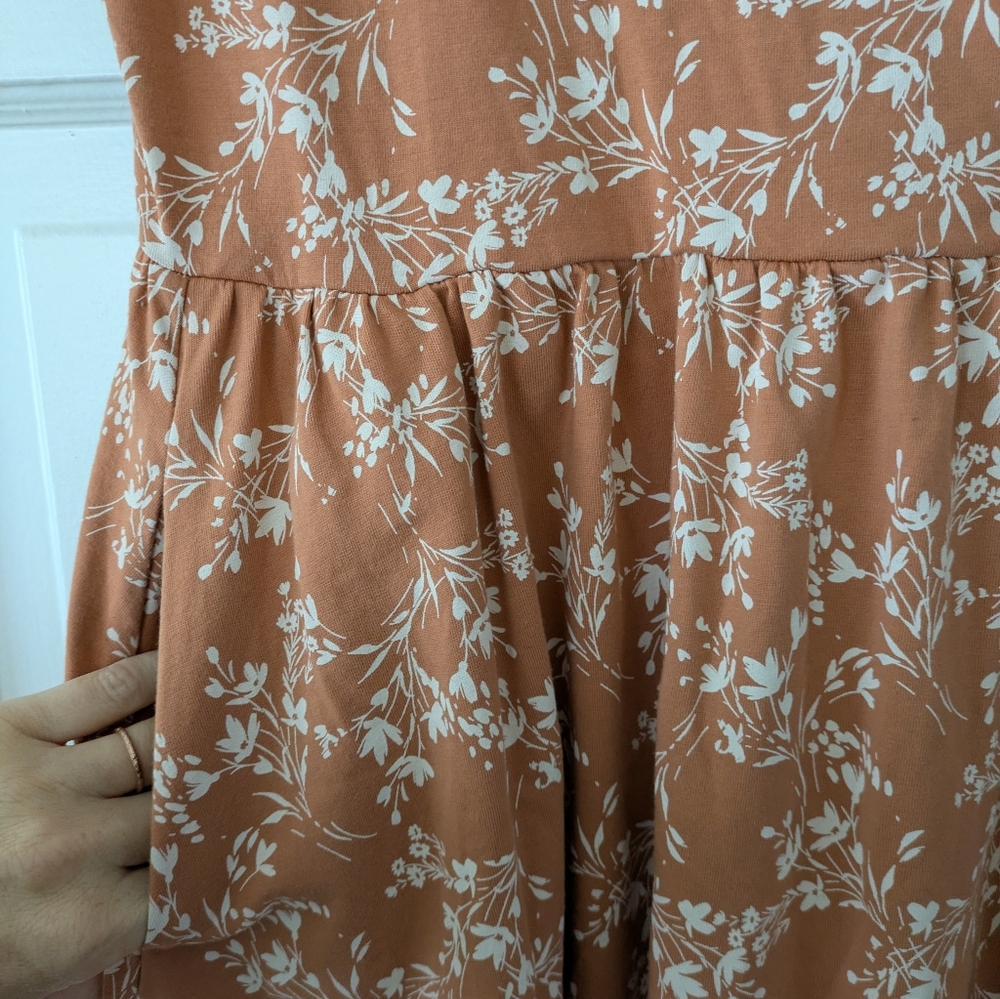 Pact Floral Fit & Flare Crossover Dress Short Sleeve Cotton Women's Size M - Picture 5 of 9